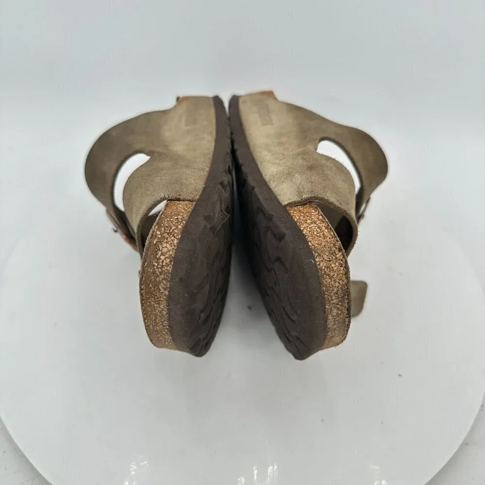 Arizona Women Size EU 38 US 7 Brown Suede Leather Slide Buckle Comfort Sandal